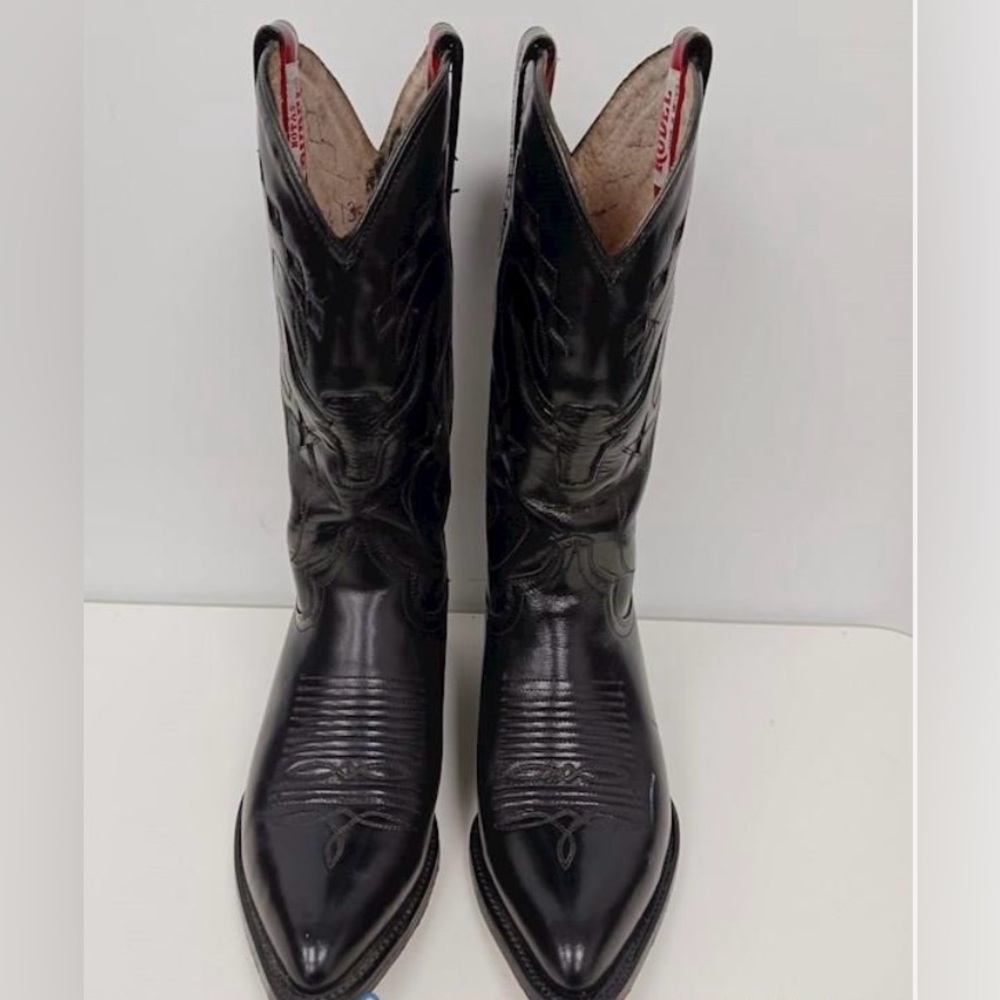 Rudel Black Leather Pointed Toe Embroidered Western Boots Men’s Size 5